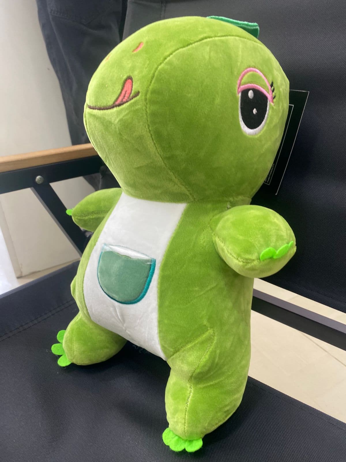 Adorable Pink and Green Dinosaur Plush Toy with Pocket - Ultra-Soft Stuffed Dino Soft Toy