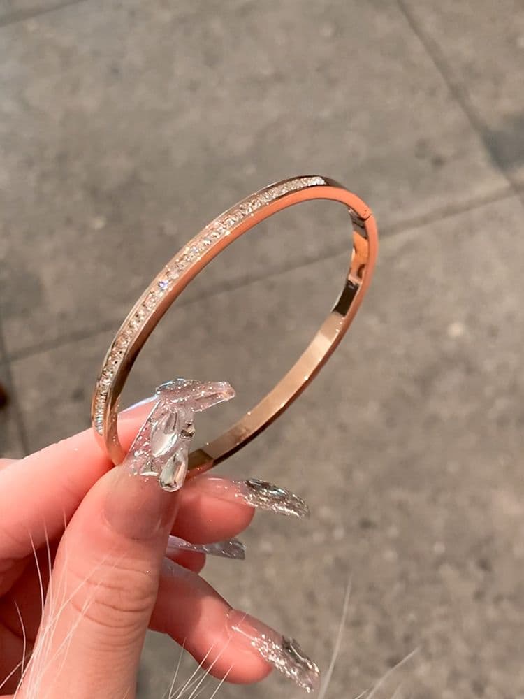 Full Crystal Titanium Steel Bangle Luxury Sparkle Design