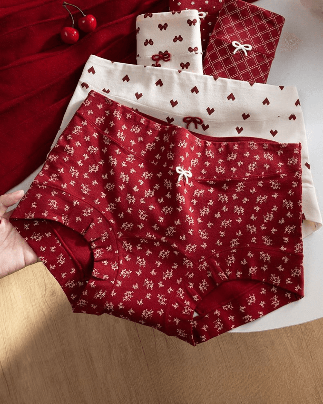 Women Probiotic Antibacterial Cotton Flat Leg Underwear Red