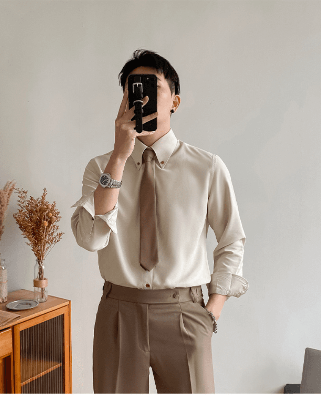 Men’s Luxury Slim Fit Sharp-Collar Dress Shirt