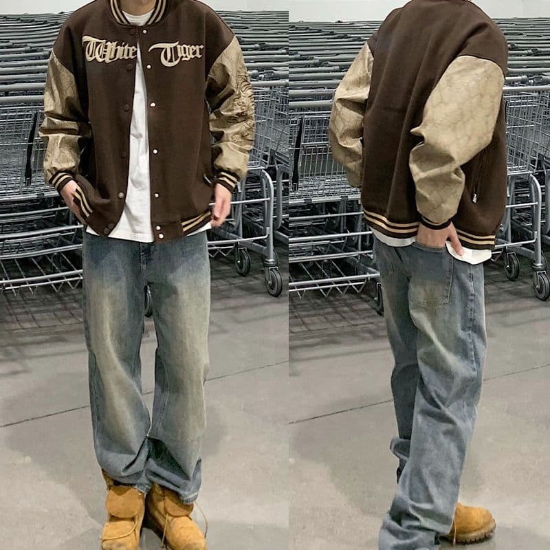 Vintage Washed Straight Leg Cargo Denim Jeans
