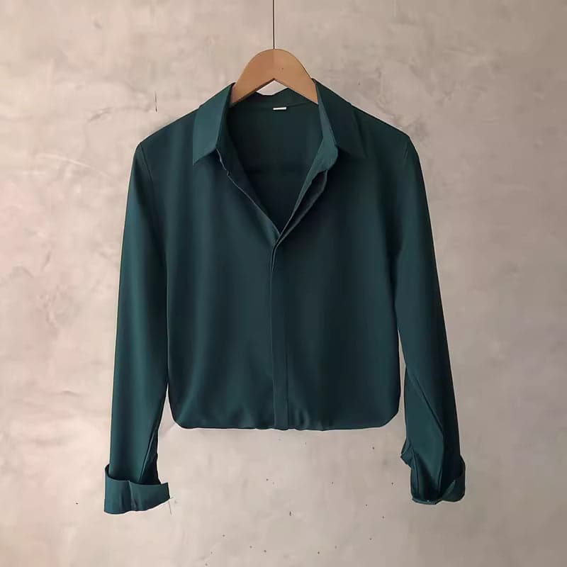 Men’s Solid Color Long Sleeve Business Casual Shirt – Clean Fit Everyday Top