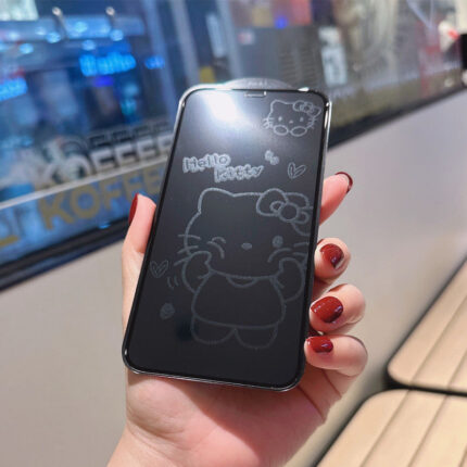 Cute Hello Kitty Tempered Glass Screen Protector – Anti-Fingerprint Cartoon Design
