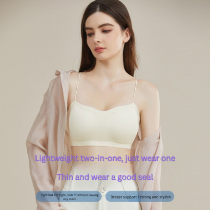 Invisible Seamless Sports Bra – Thin Sling, Fixed Cup, Soft Support for Teens
