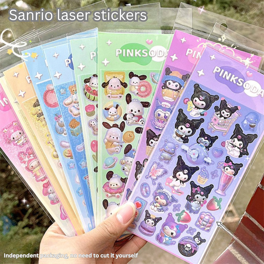 1_f81c170b-5ff3-4370-bae6-6fef6f1187e9 Cartoon cute laser stickers 3D handbook student card stickers expansion style three-dimensional stickers material ins style - Image 1