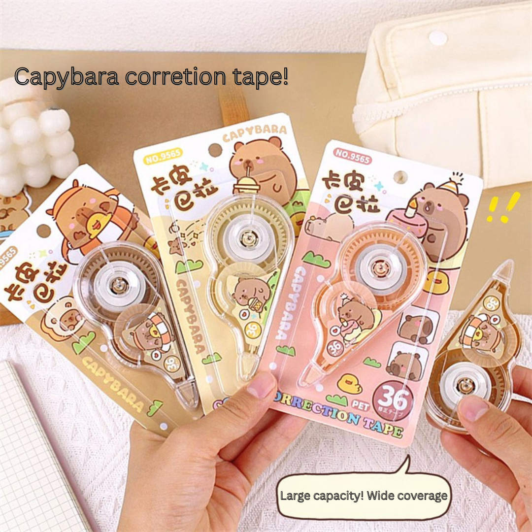2_4233ea94-ab8d-47b6-a0a1-0bc6662b1f97 Capybara correction tape cartoon guinea pig high value correction tape student use large capacity stationery correction tape - Image 1