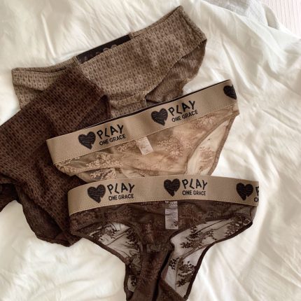Pink sweet Maillards style letter lace knitted women's mid-waist underwear pure cotton breathable panty