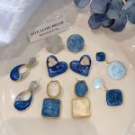 Asymmetric blue advanced exaggerated unique design earrings for women - Image 3