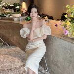 French elegant off-shoulder slim-fitting hip high-end seaside vacation dress - Image 10