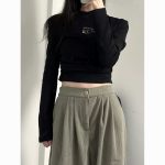 Gray green retro pleated casual suit pants loose design high waist straight wide leg trousers - Image 9
