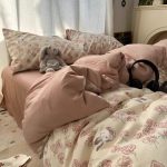 Luxury style maternal and infant grade small bamboo washed cotton bed sheets quilt cover single set - Image 2