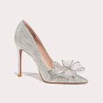 Silver Rhinestone Bow Wedding Heels – Pointed Toe Shoes for Women - Image 3
