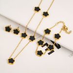 Titanium Steel Five-Petal Flower Jewelry Set – Earrings, Bracelet & Necklace - Image 9