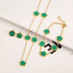 Titanium Steel Five-Petal Flower Jewelry Set – Earrings, Bracelet & Necklace - Image 6
