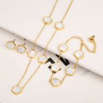 Titanium Steel Five-Petal Flower Jewelry Set – Earrings, Bracelet & Necklace - Image 5