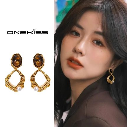 Vintage Pearl Drop Earrings – Irregular Melange Style, Light Luxury Design