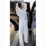 Elegant Plus Size White Two-Piece Set – Flattering Shirt & Pants for Women Coord - Image 9