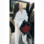Elegant Plus Size White Two-Piece Set – Flattering Shirt & Pants for Women Coord - Image 6