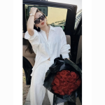 Elegant Plus Size White Two-Piece Set – Flattering Shirt & Pants for Women Coord - Image 3