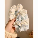 Korean Blue Polka Dot Scrunchie – Elegant Lazy Style Hair Tie for Women - Image 7