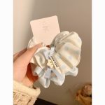 Korean Blue Polka Dot Scrunchie – Elegant Lazy Style Hair Tie for Women - Image 3
