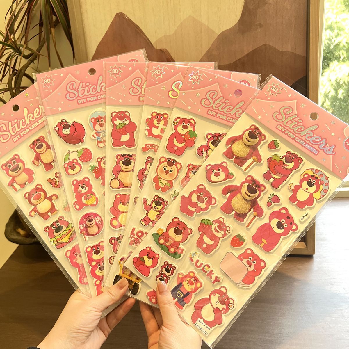 13393670945354052 Strawberry Bear 3D Puffy Stickers – Cute Cartoon DIY Bubble Stickers for Kids - Image 1