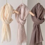 Beige Cotton Linen Scarf – Lightweight Travel Shawl & Sun Protection Wrap (180×90cm)