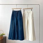 White High-Waist Wide-Leg Jeans – Loose Straight Stretch Denim Pants for Women