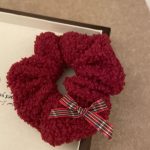Korean Red Plaid Scrunchie Vintage Hair Tie - Image 5