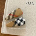 Khaki Plaid Fabric BB Hair Clip Sweet Retro Side Bang Hair Accessory