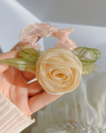 Rose Camellia Floral Scrunchie Hair Tie Elastic Hair Band - Image 2