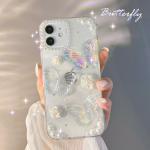 French Retro 3D Butterfly Glitter Phone Case – Elegant Protective Cover