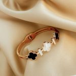 Four Leaf Clover Titanium Steel Rose Gold Open Bracelet for Women - Image 3