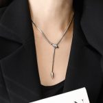 Silver Serpent Zircon Necklace for Women, Anti Tarnish Snake Bone Collarbone Chain - Image 2