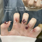 Handmade Wearable Press-On Nails | Ume Blossom Blush Pink & Camellia Flower Nail Art | Removable Rose Wedding Nails - Image 3