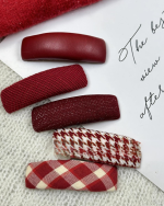 Red Plaid Houndstooth BB Hair Clip Side Hair Accessory