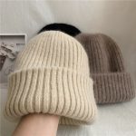 Women’s Double-Layer Rabbit Fur Knit Beanie - Image 3