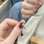 Handmade Wearable Press-On Nails | Ume Blossom Blush Pink & Camellia Flower Nail Art | Removable Rose Wedding Nails - Image 4