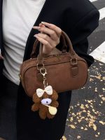 Retro Suede Bowling Shoulder Bag - Image 2