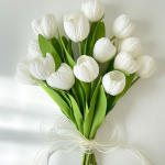 French Cream-Style Tulip Artificial Bouquet – Bridal Faux Flowers & Home Decor - Image 9