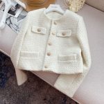 Elegant Tweed Short Jacket for Women Petite Fit Wool Blend Outerwear - Image 2