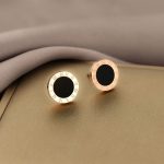 Titanium Steel Roman Numeral Stud Earrings Minimal Luxury Design - Image 9