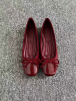 Red Patent Leather Bow Ballet Flats - Image 5