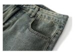 Vintage Washed Straight Leg Cargo Denim Jeans - Image 4