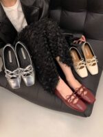 French Bow Lace-Up Mary Jane Flats for Women - Image 10