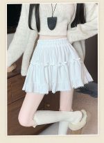High-Waist Bow Tiered Lace Ruffle Mini Skirt - Image 7