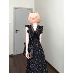Elegant Black Lace Floral Maxi Dress - Image 9