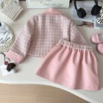 Elegant tweed jacket and leather skirt two piece set korean chic outfit - Image 2