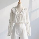 Women’s French Lace Collar Long Sleeve Blouse - Image 2