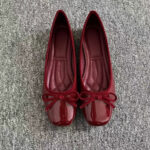 Red Patent Leather Bow Ballet Flats